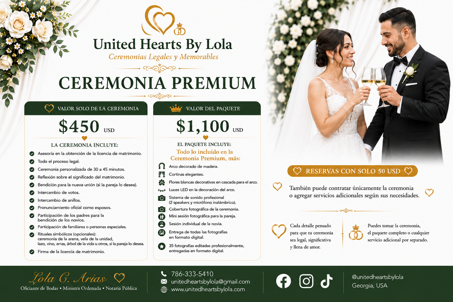 United Hearts By Lola Ceremonia Premium Matrimonio Civil en Georgia